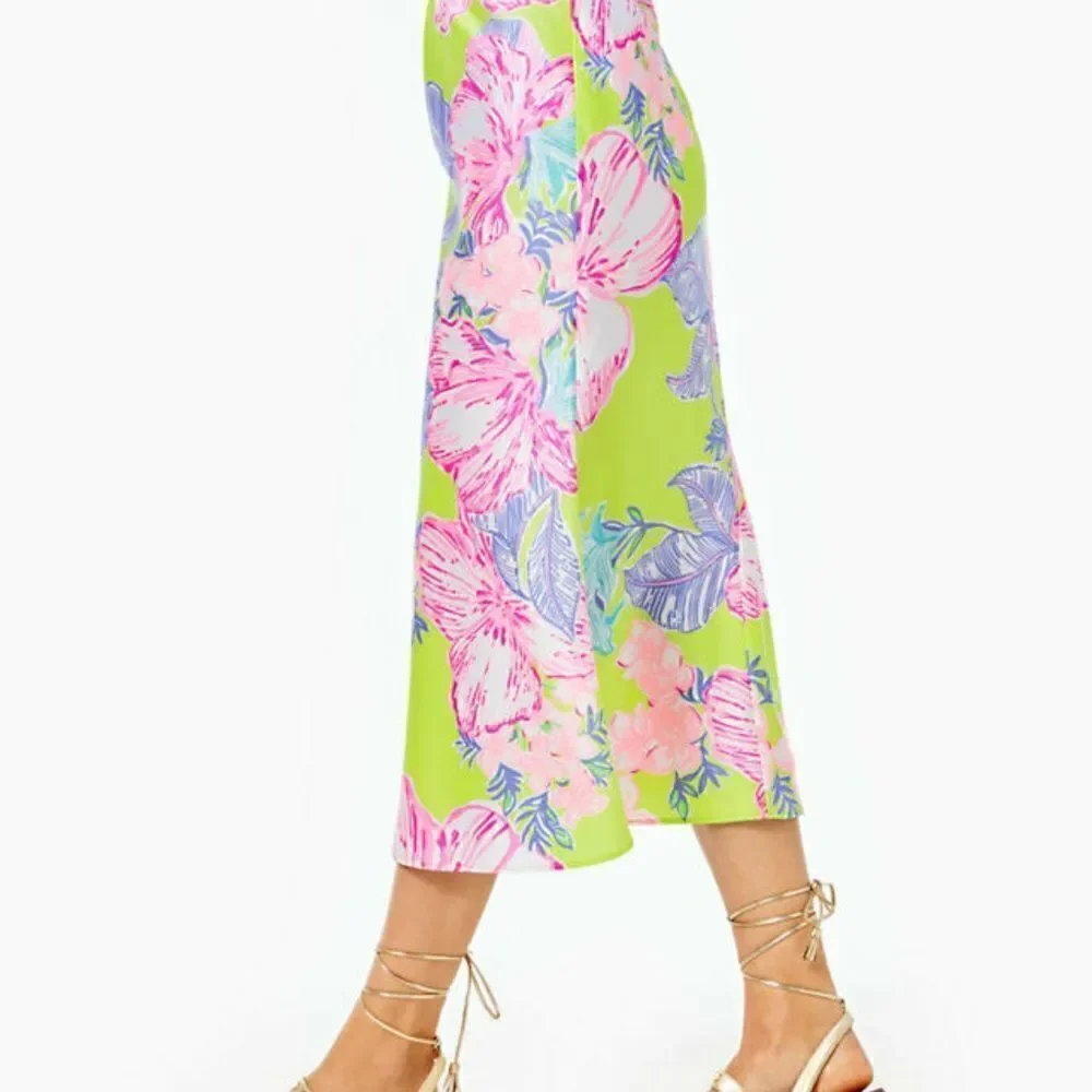 Lilly Pulitzer Cory Midi Skirt Size 2 in Matcha Green Boho Babe NWOT